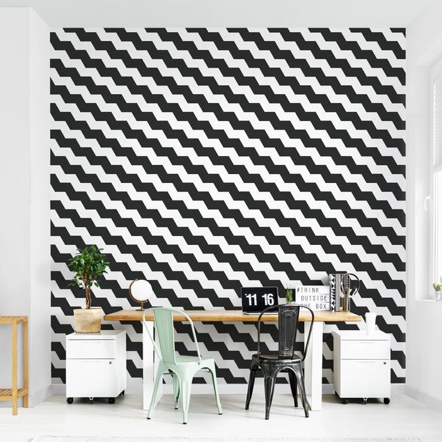 Papel pintado con patrones Zig Zag Pattern Geometry Black And White