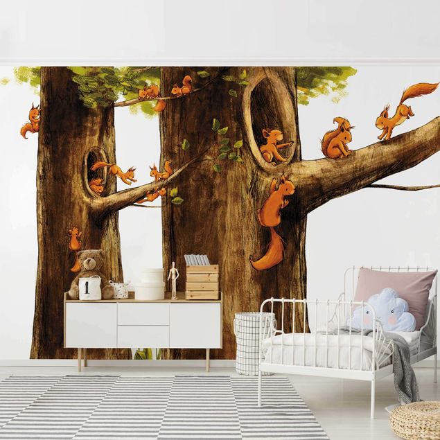 Papel pintado bosque infantil Home Of Squirricorn