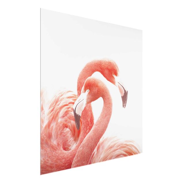 Cuadros de cristal animales Two Flamingos