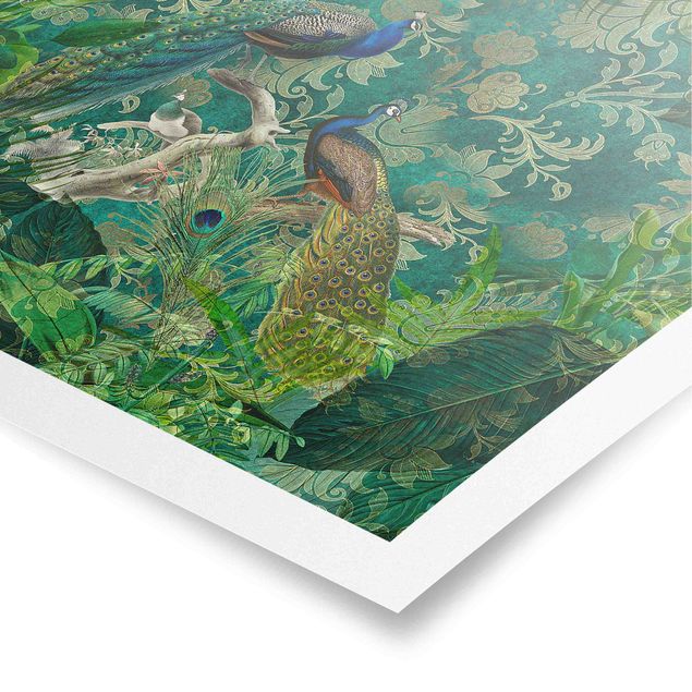 Cuadros verdes Shabby Chic Collage - Noble Peacock II