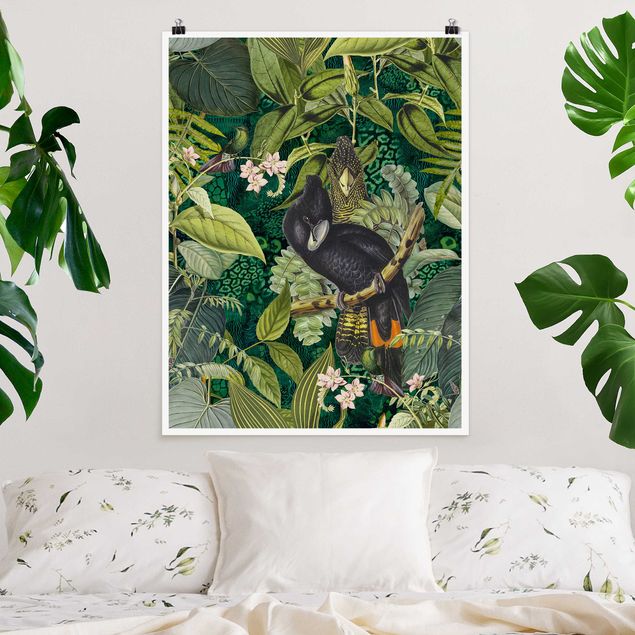 Decoración en la cocina Colourful Collage - Cockatoos In The Jungle