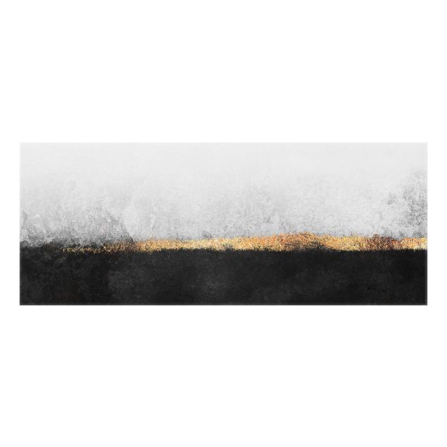 panel-antisalpicaduras-cocina Abstract Golden Horizon Black And White