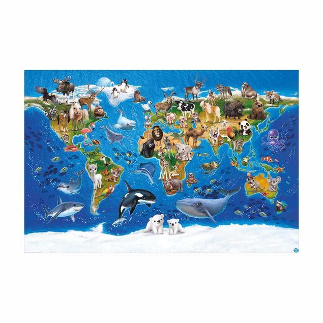 Alfombras coloridas Animal Club International - World Map With Animals