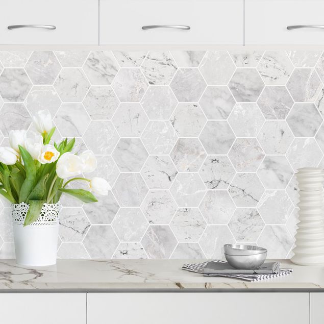 Decoración en la cocina Marble Hexagon Tiles - Light Grey