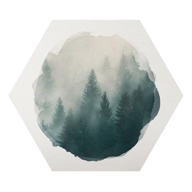 Cuadros modernos WaterColours - Coniferous Forest In Fog