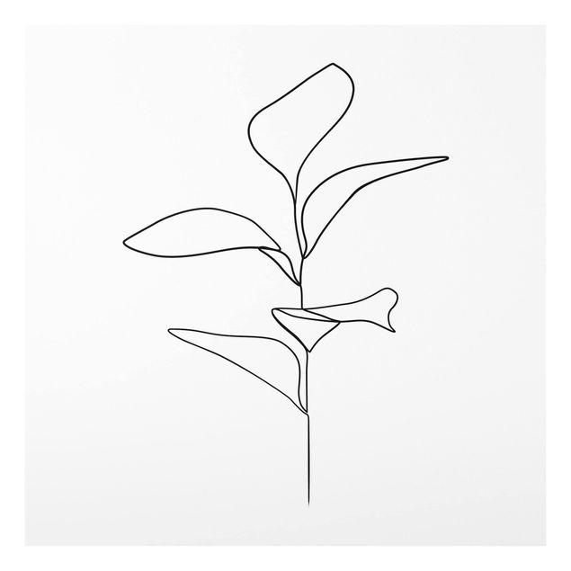Decoración cocina Line Art Plant Leaves Black And White