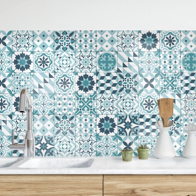 Decoración de cocinas Geometrical Tile Mix Turquoise