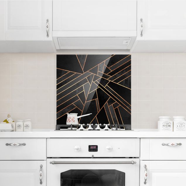 Panel antisalpicaduras cocina patrones Black Triangles Gold