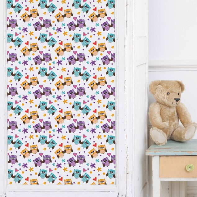 Papel adhesivo para muebles mate Sweet Child Pattern With Owls In Love