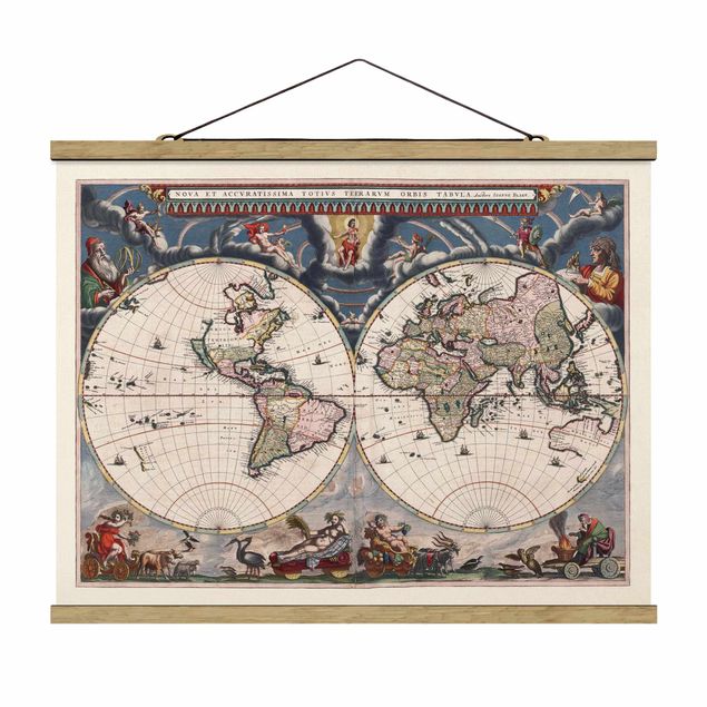 Cuadros decorativos vintage Historic World Map Nova Et Accuratissima Of 1664