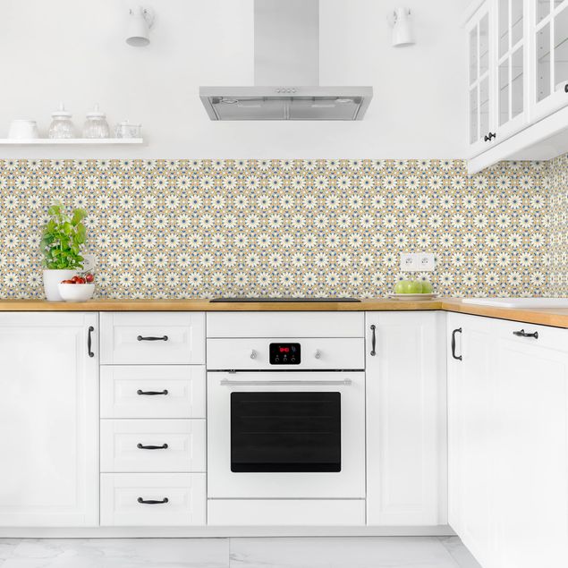 Salpicadero cocina adhesivo efecto teja Oriental Patterns With Yellow Stars