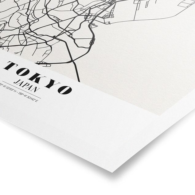 Póster blanco y negro Tokyo City Map - Classic