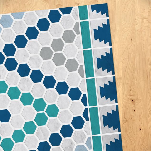 Láminas adhesivas en azul Moroccan Tile Pattern Turquoise Blue