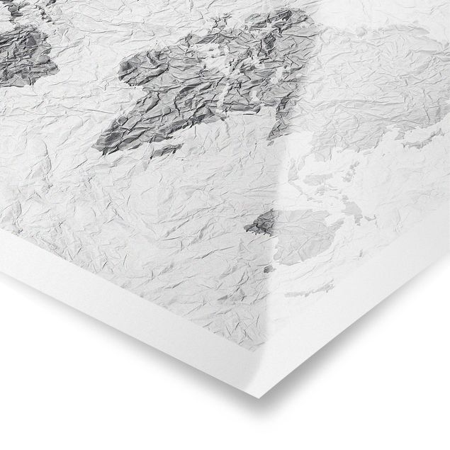Cuadros Paper World Map White Grey