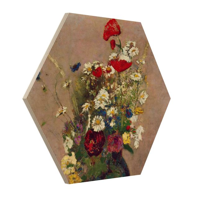 Cuadros de madera flores Odilon Redon - Flower Vase with Poppies