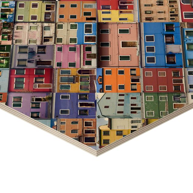 Hexagon Bild Holz - Venezianische Häuser