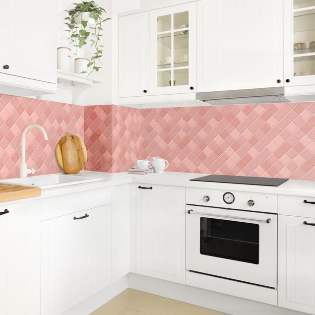 Salpicadero cocina adhesivo monocromático Mosaic Tiles - Antique Pink