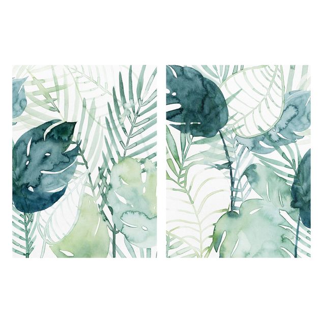 Cuadros Palm Fronds In Water Color Set II