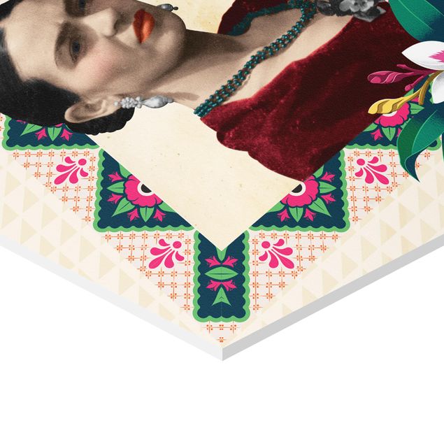 cuadro hexagonal Frida Kahlo - Flowers And Geometry