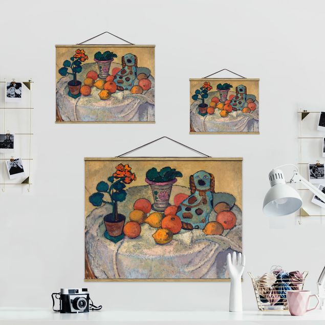 Cuadros famosos Paula Modersohn-Becker - Still Life With Oranges And Stoneware Dog