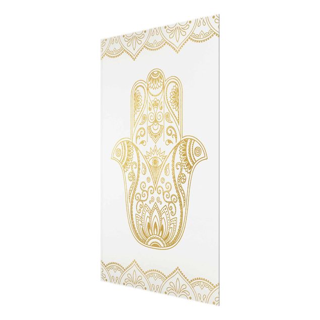Tableros magnéticos de vidrio Hamsa Hand Illustration White Gold