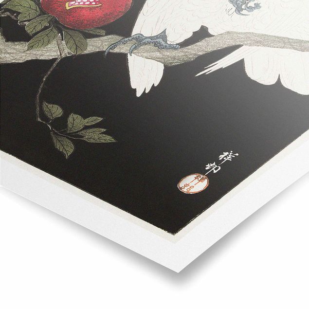 Cuadros a blanco y negro Asian Vintage Illustration White Cockatoo