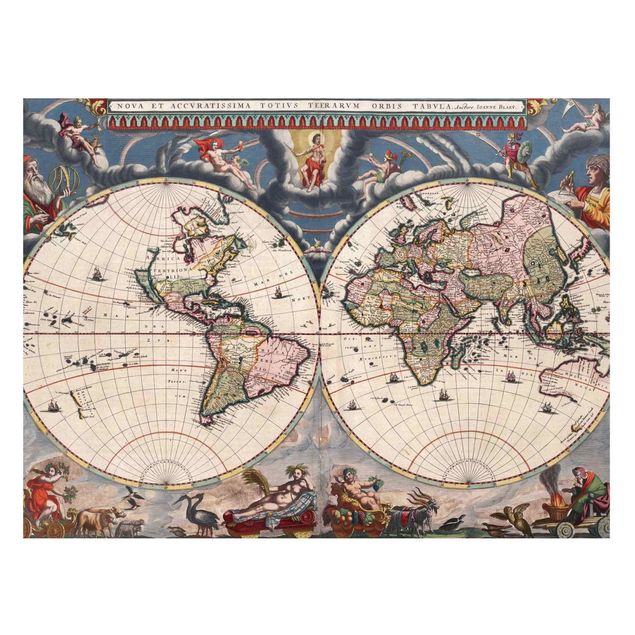Tableros magnéticos mapamundi Historic World Map Nova Et Accuratissima Of 1664