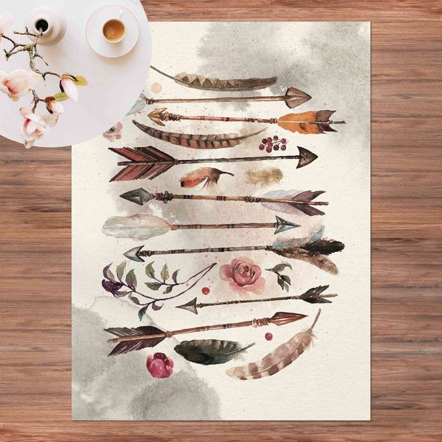 alfombra de terraza Boho Arrows And Feathers - Watercolour