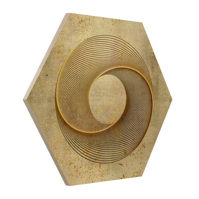 Cuadros modernos y elegantes Line Art Circle Spiral Gold