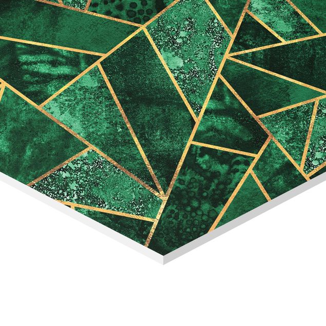 cuadro hexagonal Dark Emerald With Gold