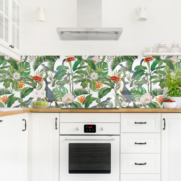 Cuadros Haase Tropical Toucan With Monstera And Palm Leaves