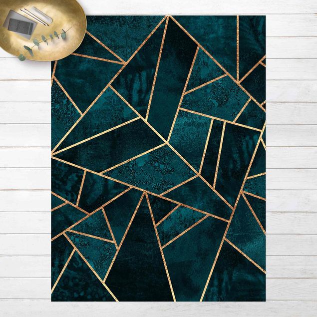 Alfombra exterior Dark Turquoise With Gold