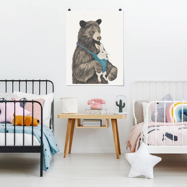 Póster cuadros famosos Illustration Bear And Bunny Baby