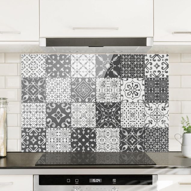 Decoración cocina Tile Pattern Mix Gray White