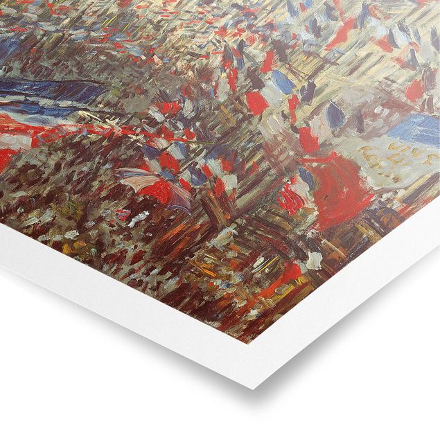 Póster ciudades del mundo Claude Monet - The Rue Montorgueil with Flags