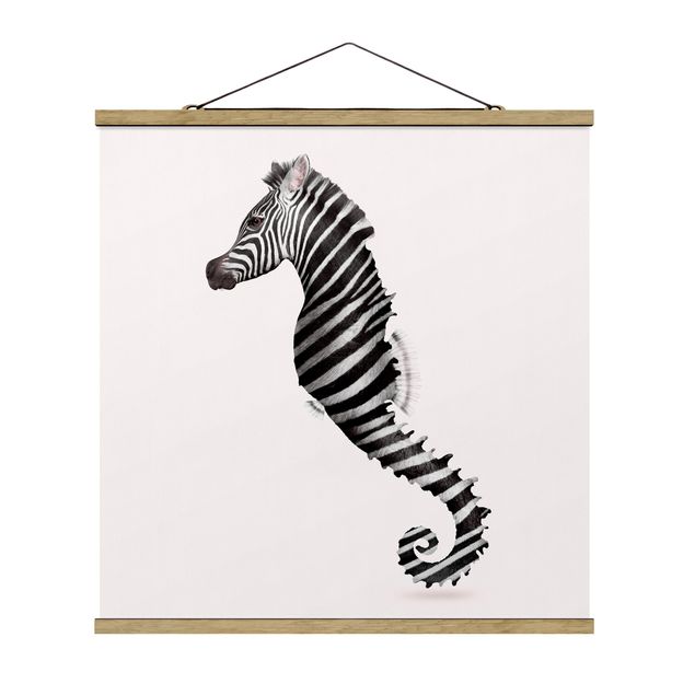 Cuadrs cebras Seahorse With Zebra Stripes