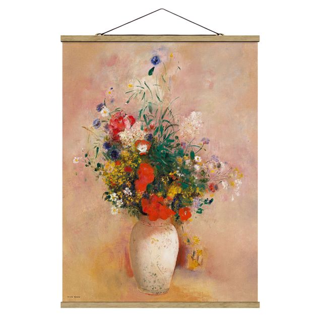 Estilos artísticos Odilon Redon - Vase With Flowers (Rose-Colored Background)