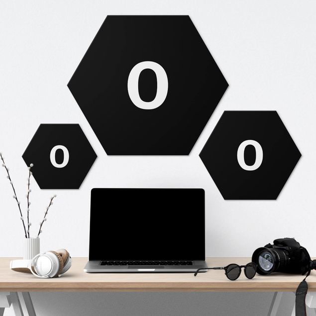 Hexagon Bild Alu-Dibond - Buchstabe Schwarz O