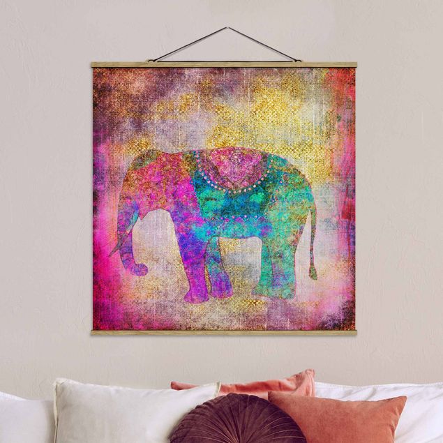 Decoración de cocinas Colourful Collage - Indian Elephant