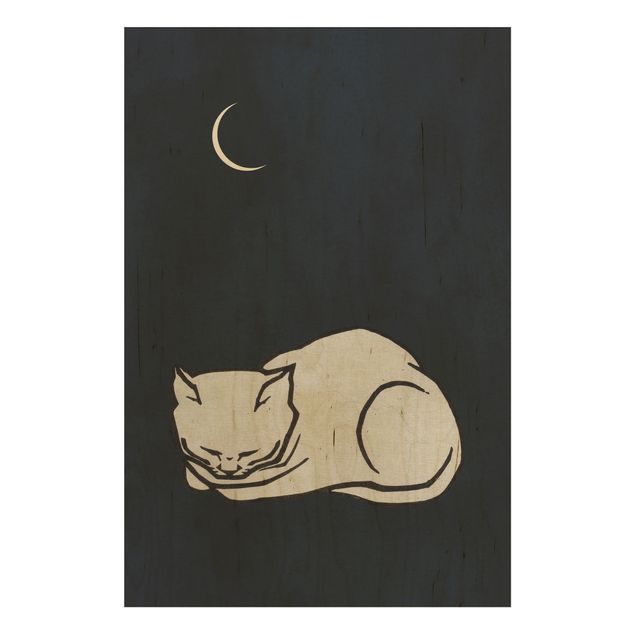 Cuadros de Kubistika Sleeping Cat Illustration