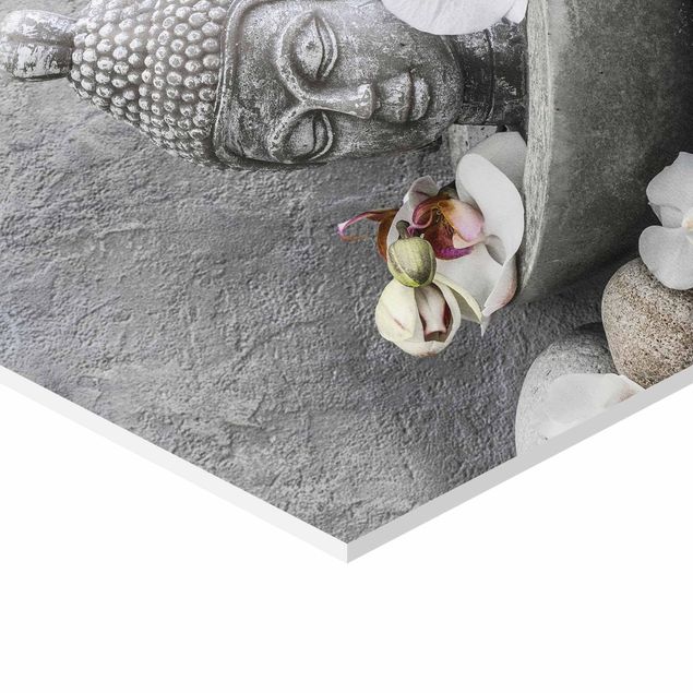 Cuadros modernos Zen Buddha, Orchids And Stones