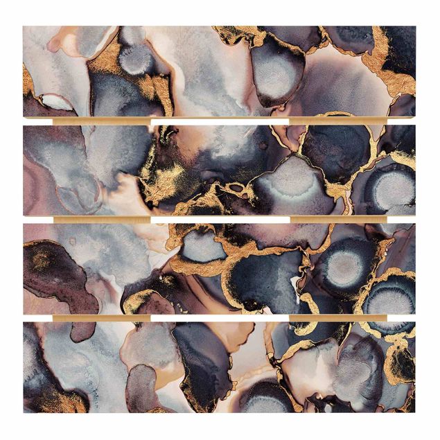 Cuadros en madera Marble Watercolour With Gold