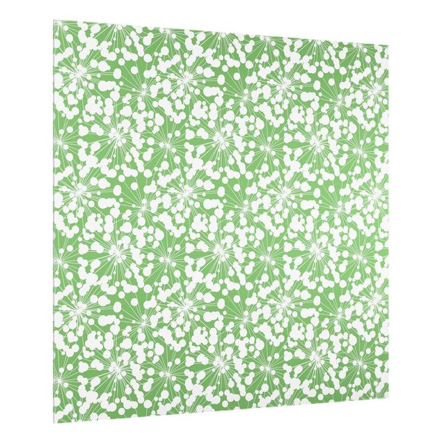 Paneles de vidrio para cocinas Natural Pattern Dandelion With Dots In Front Of Green