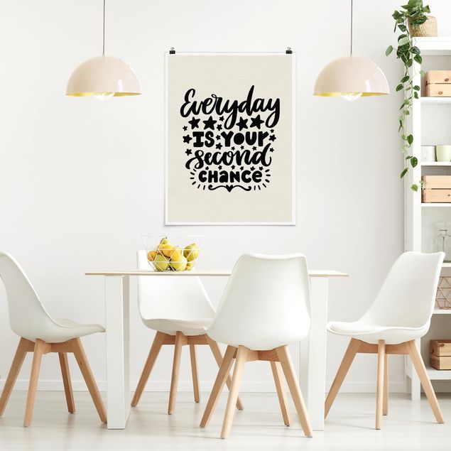 Cuadros con frases Everyday Is Your Second Chance