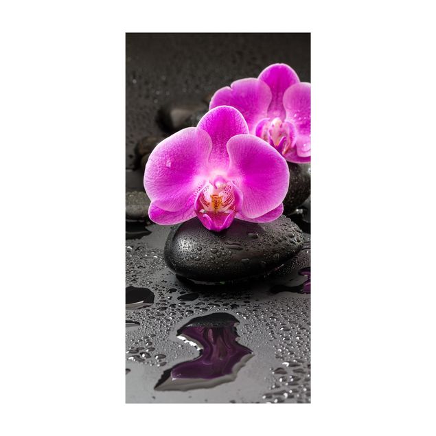 Alfombra espiritual Pink Orchid Flower On Stones With Drops
