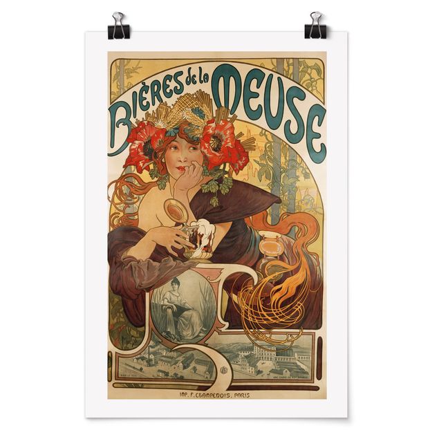 Estilos artísticos Alfons Mucha - Poster For La Meuse Beer