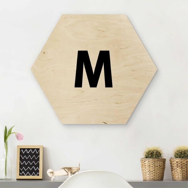 Cuadros de madera con frases Letter White M