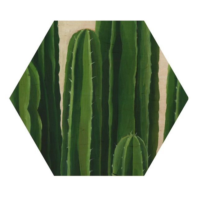 Hexagon Bild Holz - Lieblingspflanzen - Kaktus