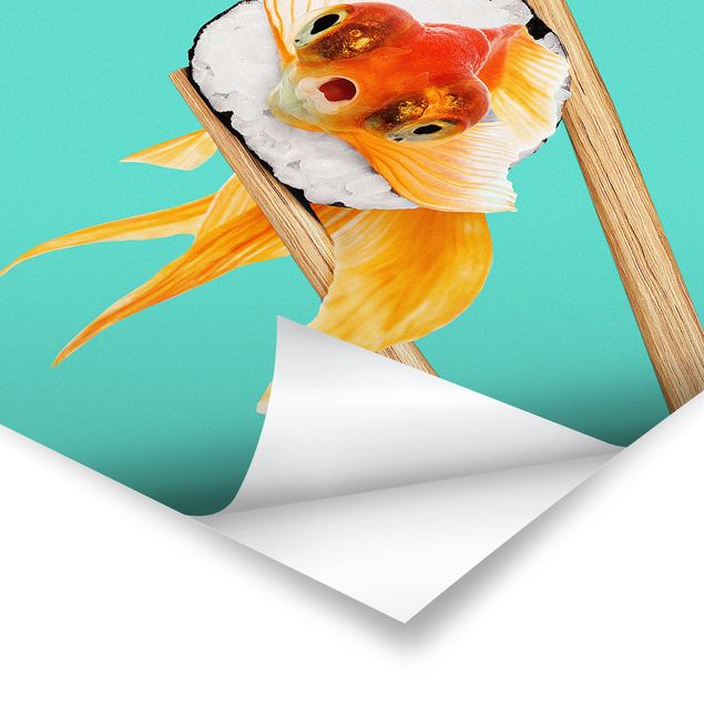 Cuadros en turquesa Sushi With Goldfish