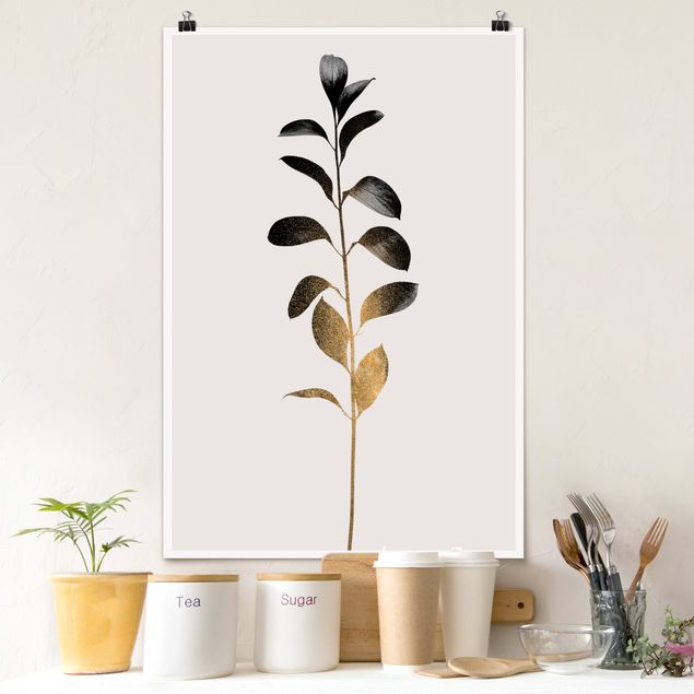 Decoración cocina Graphical Plant World - Gold And Grey